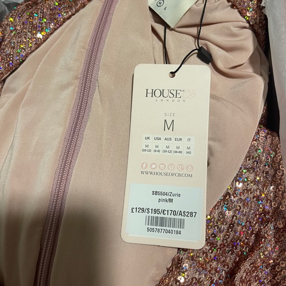 ROSE GOLD HOLOGRAPHIC SEQUINNED WRAP DRESS - Picture 5 of 8